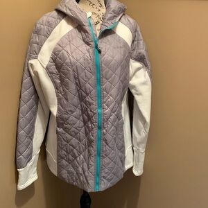 NWT Avalanche Outcross Hybrid Hoody silver grey/white/bright teal XL (227)